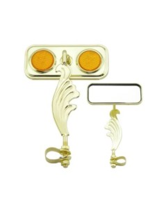 Rectangle Wing Mirror Gold Left Amber Reflectors.